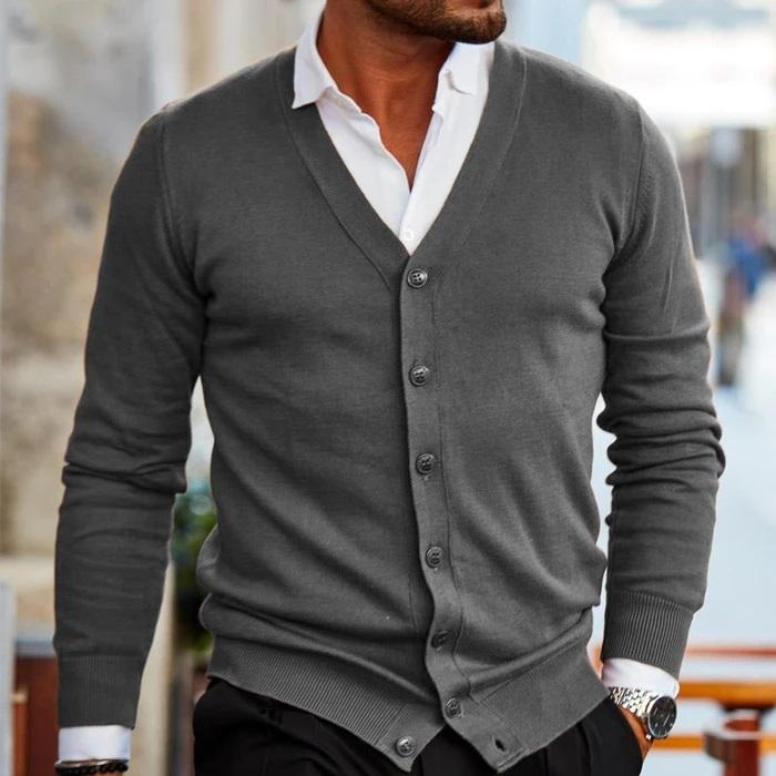 Men's Cardigan - V-Neck - Button-Up - Knit Cardigan - Cardigan Sweater