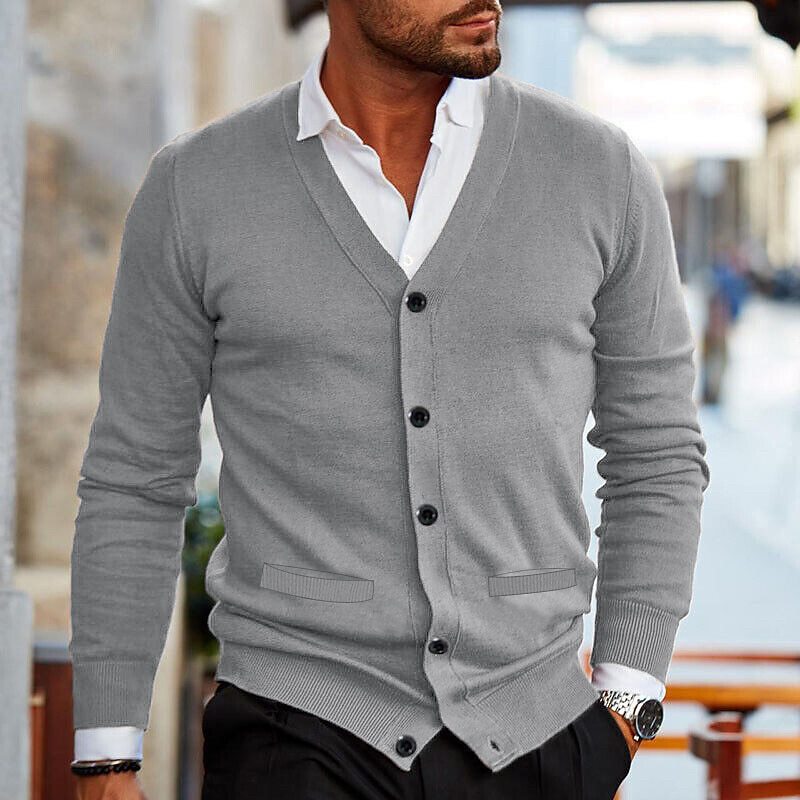 Men's Cardigan - V-Neck - Button-Up - Knit Cardigan - Cardigan Sweater
