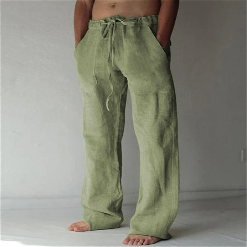 Linen Trousers - Loose Fit - Drawstring - Summer Pants - Men's Linen Pants