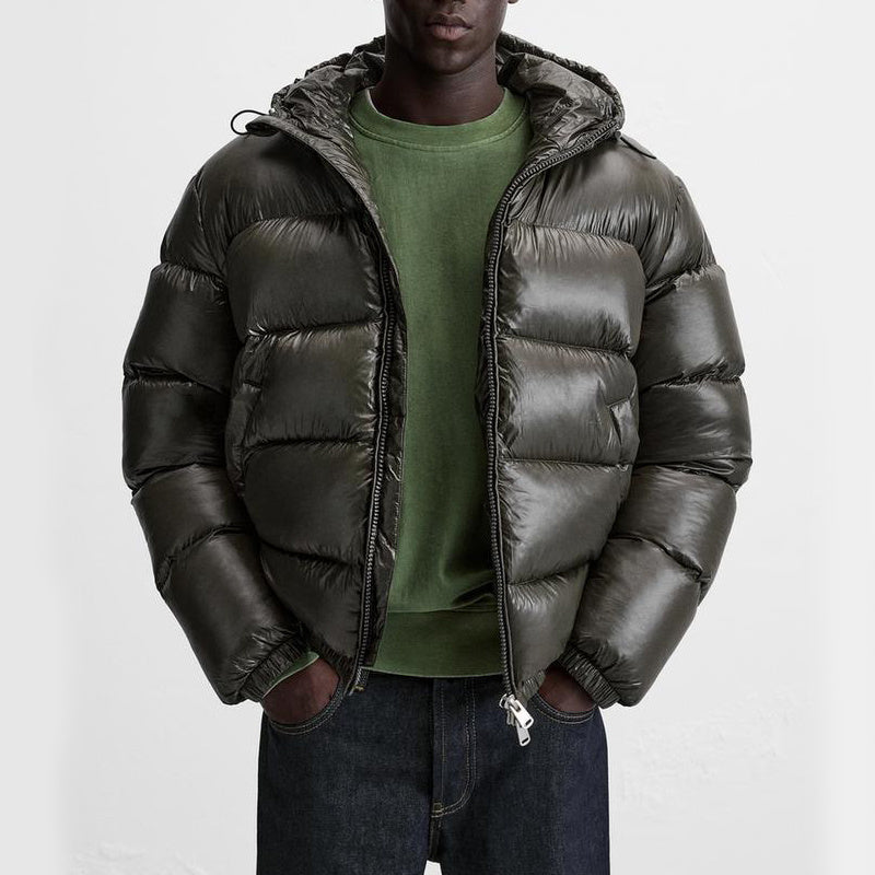 Puffer Jacket - Men's Hooded Black Winter Down Jacket