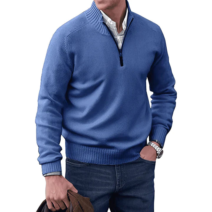 Quarter Zip Jumper - Long Sleeve - Knitted - Cashmere Sweater - Men's Half Zip Sweater