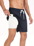 Swim Shorts - Men's Drawstring Quick Dry 2-in-1 Board Shorts