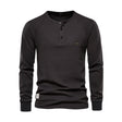 Long Sleeve T-Shirt - Men's Plain Quarter Button Long Sleeve Shirt