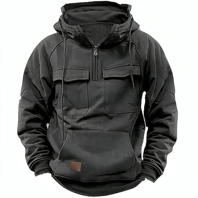 Half Zip Hoodie - Pullover - Kangaroo Pocket - Cargo Hoodie - Men's Hoodie