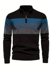 Quarter Zip Jumper - Men's Half Zip Knitted Pullover Sweater