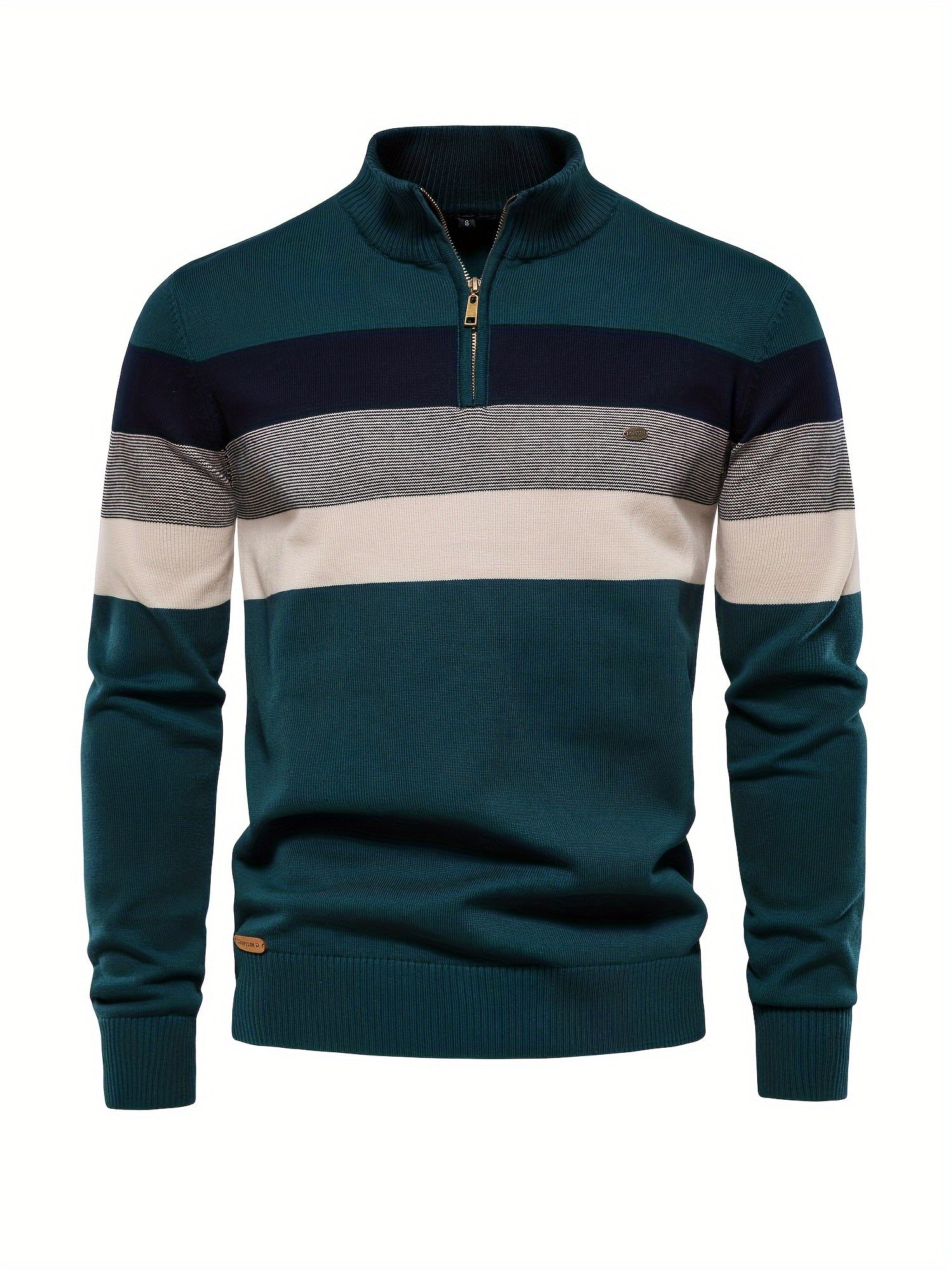Quarter Zip Jumper - Men's Half Zip Knitted Pullover Sweater