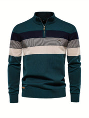 Quarter Zip Jumper - Men's Half Zip Knitted Pullover Sweater