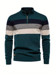 Quarter Zip Jumper - Men's Half Zip Knitted Pullover Sweater
