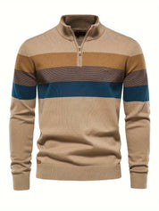 Quarter Zip Jumper - Men's Half Zip Knitted Pullover Sweater