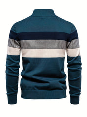 Quarter Zip Jumper - Men's Half Zip Knitted Pullover Sweater