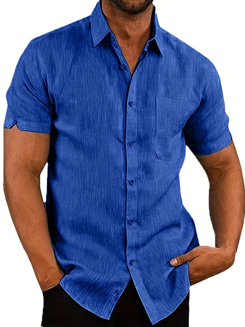 Short Sleeve Shirt - Men's Lightweight Collared Button-Up Shirt