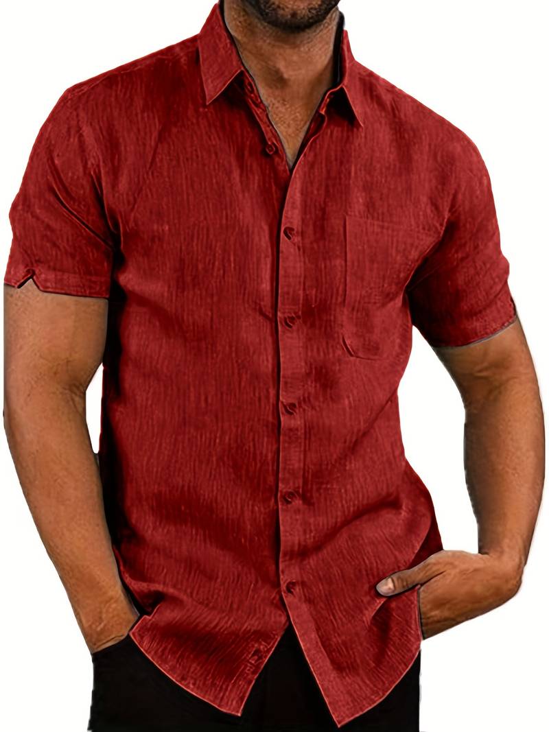 Short Sleeve Shirt - Men's Lightweight Collared Button-Up Shirt