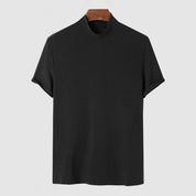 High Neck T-Shirt - Men's Plain Slim Fit Turtleneck T-Shirt
