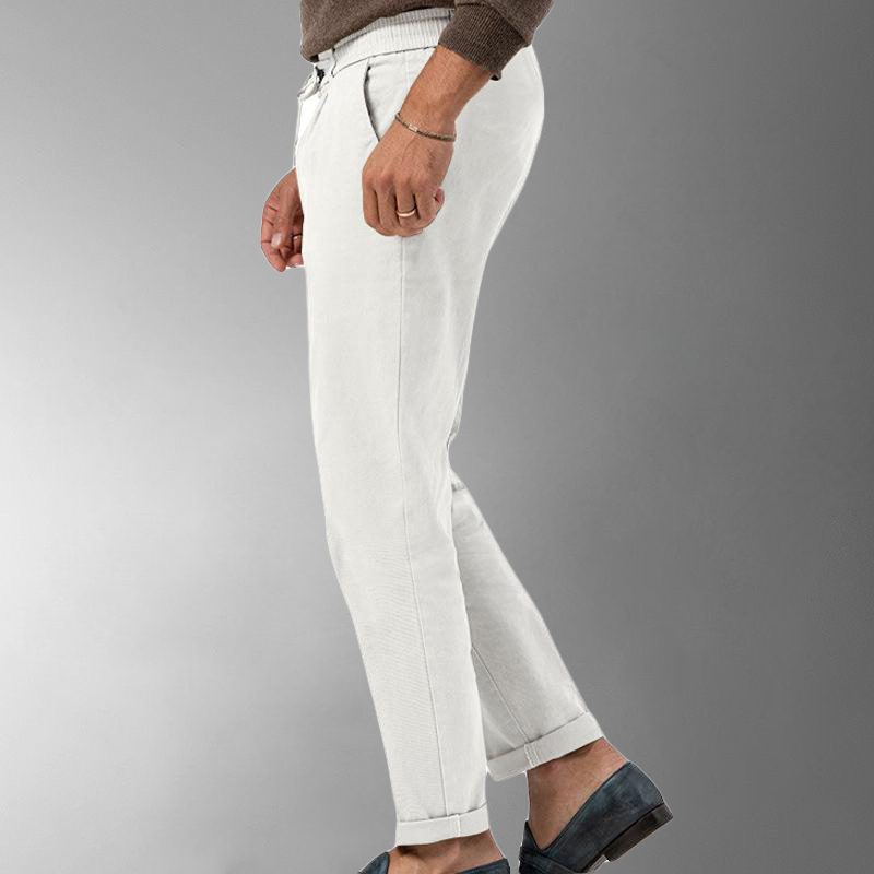 Linen Trousers - Men's Leisure Drawstring Linen Pants for Summer