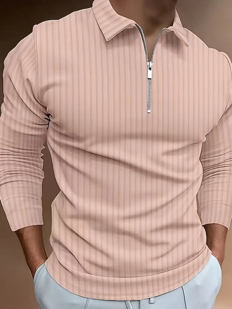 Long Sleeve Polo Shirt | Quarter Zip | Slim Fit | Half Zip Polo | Men's Jumper
