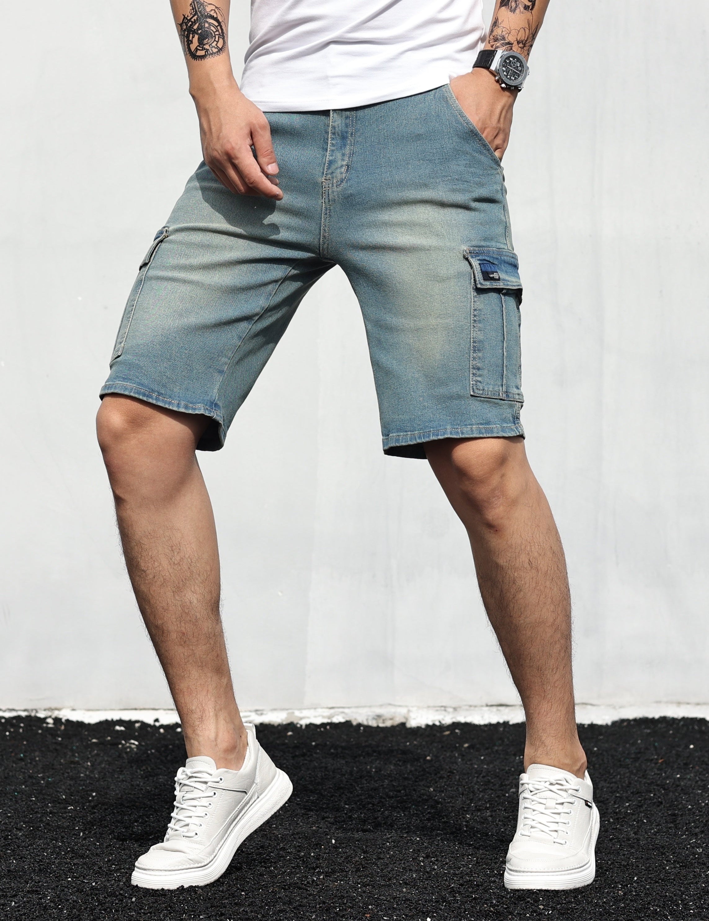 Denim Cargo Shorts | Casual | Stretch | Denim Shorts | Men's Shorts