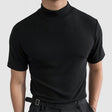 High Neck T-Shirt - Men's Plain Slim Fit Turtleneck T-Shirt