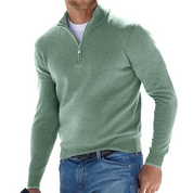 Quarter Zip Jumper - Men's Long Sleeve Knitted Half Zip Sweater 