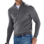 Quarter Zip Jumper - Men's Long Sleeve Knitted Half Zip Sweater 