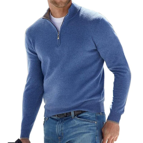 Quarter Zip Jumper - Men's Long Sleeve Knitted Half Zip Sweater 
