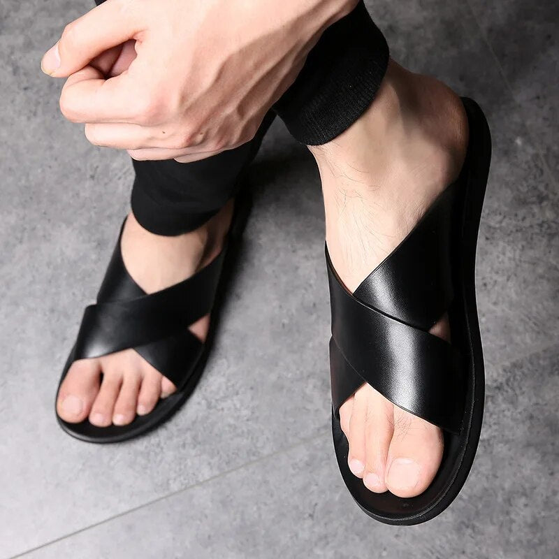 Leather Slides | Summer | Slip-On | Leather Slippers | Men's Sandals