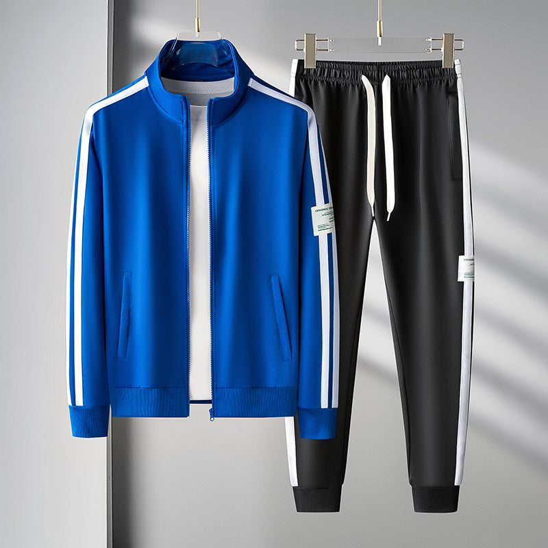 Tracksuit - Men's Striped Zip-Up Activewear Jogging Set
