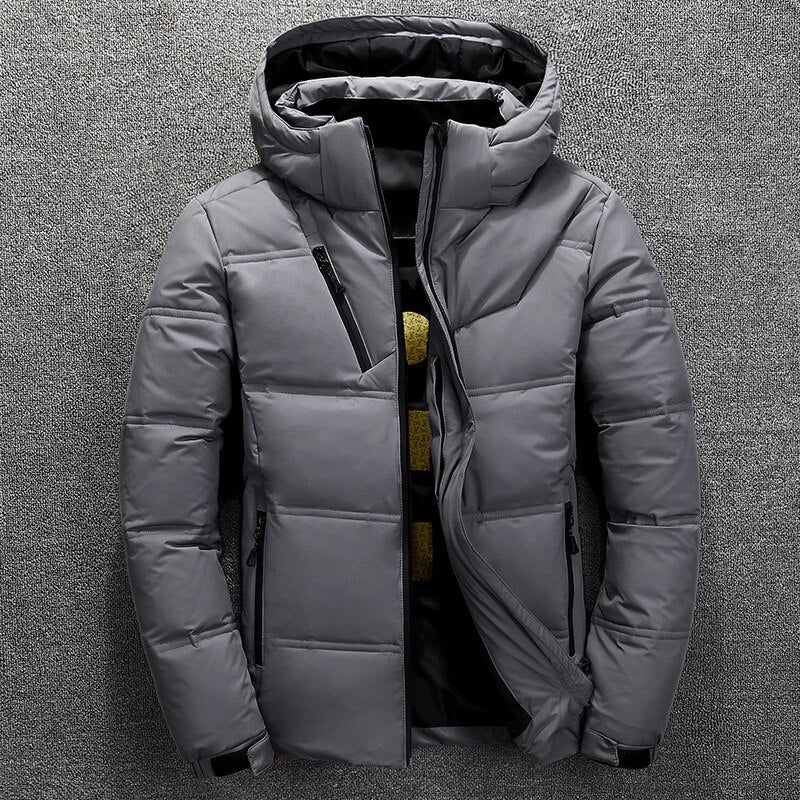 Puffer Jacket - Men's Warm Hooded Padded Down Jacket for Winter