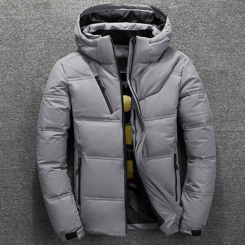 Puffer Jacket - Men's Warm Hooded Padded Down Jacket for Winter