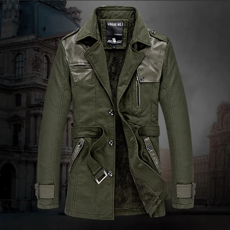 Trench Coat - Men's Fleece Lined Single Breasted Winter Trench Coat