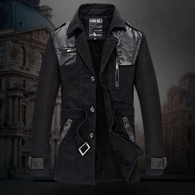 Trench Coat - Men's Fleece Lined Single Breasted Winter Trench Coat