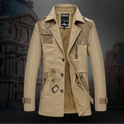 Trench Coat - Men's Fleece Lined Single Breasted Winter Trench Coat