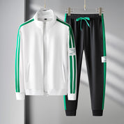 Tracksuit - Men's Striped Zip-Up Activewear Jogging Set