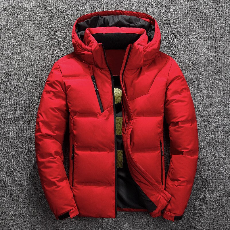 Puffer Jacket - Men's Warm Hooded Padded Down Jacket for Winter