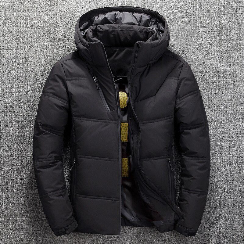 Puffer Jacket - Men's Warm Hooded Padded Down Jacket for Winter