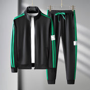 Tracksuit - Men's Striped Zip-Up Activewear Jogging Set