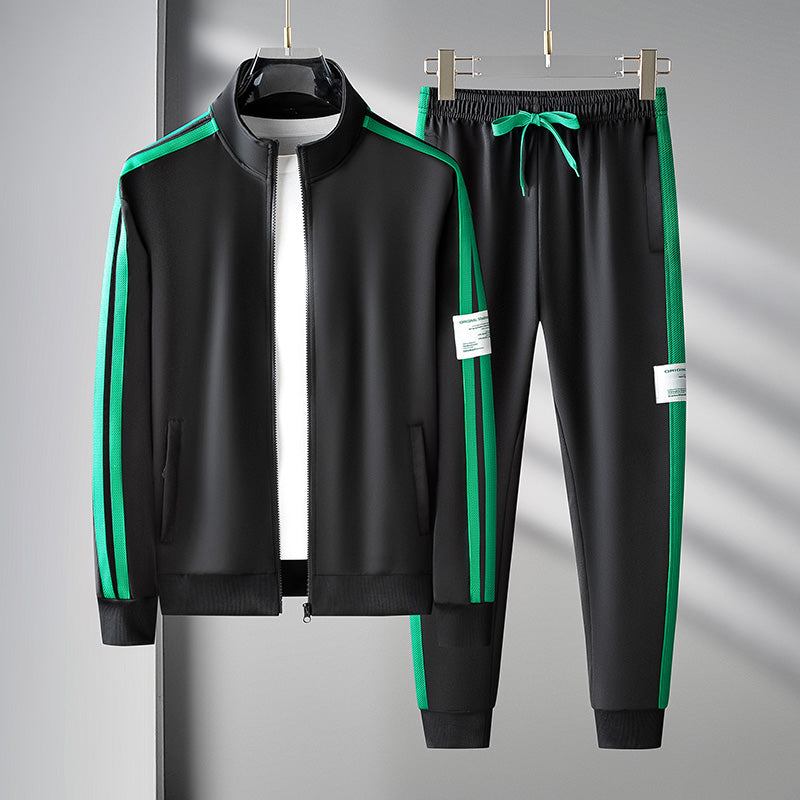 Tracksuit - Men's Striped Zip-Up Activewear Jogging Set
