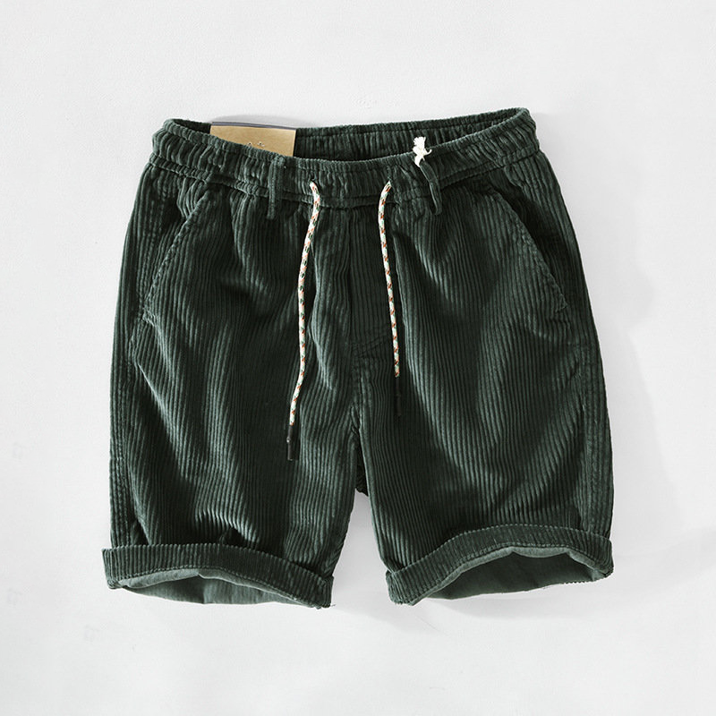 Corduroy Shorts - Men's Loose Fit Drawstring  Cord Shorts for Summer