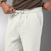 Linen Trousers - Men's Leisure Drawstring Linen Pants for Summer