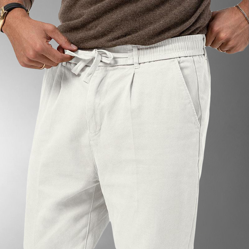 Linen Trousers - Men's Leisure Drawstring Linen Pants for Summer