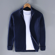 Zip Cardigan - Men's Comfy Long Sleeve Ribbed Knit Cardigan