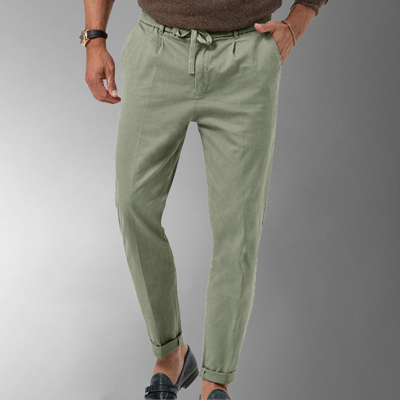 Linen Trousers - Men's Leisure Drawstring Linen Pants for Summer