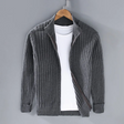 Zip Cardigan - Men's Comfy Long Sleeve Ribbed Knit Cardigan