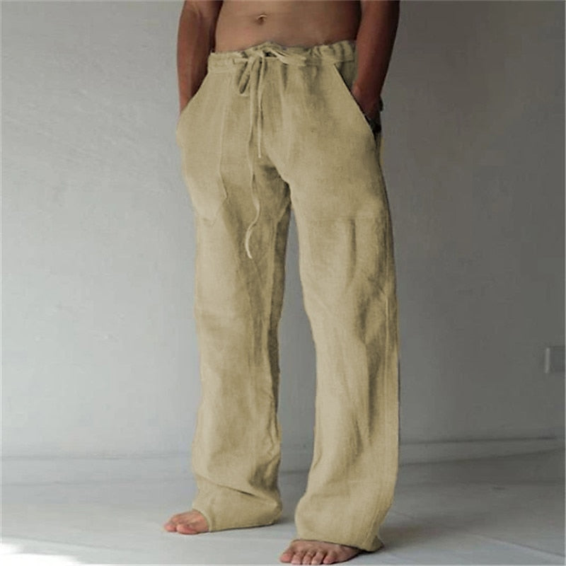 Linen Trousers - Loose Fit - Drawstring - Summer Pants - Men's Linen Pants