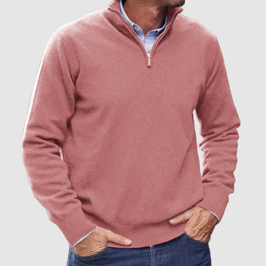 Quarter-Zip Jumper - Men's Casual Half-Zip Pullover Sweater