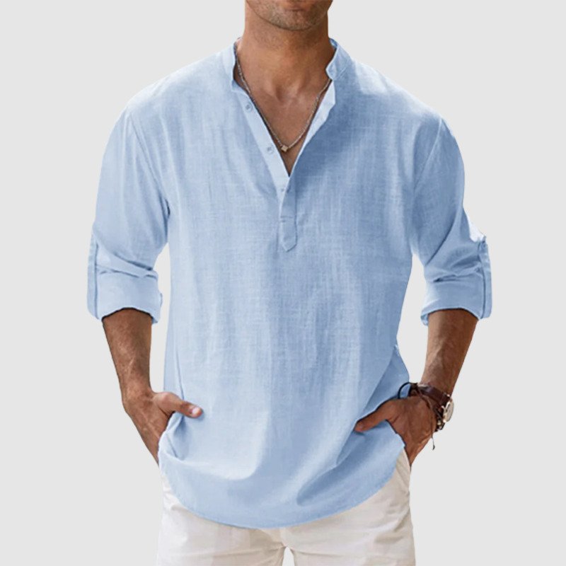 Linen Shirt | Quarter Button | Long Sleeve | Men's Linen Clothes | Men's Shirts