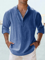 Linen Shirt | Quarter Button | Long Sleeve | Men's Linen Clothes | Men's Shirts