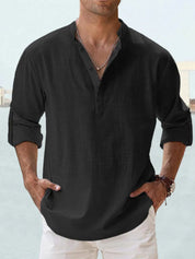 Linen Shirt | Quarter Button | Long Sleeve | Men's Linen Clothes | Men's Shirts