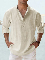 Linen Shirt | Quarter Button | Long Sleeve | Men's Linen Clothes | Men's Shirts