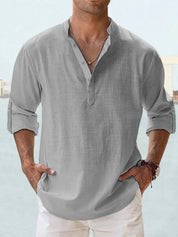Linen Shirt | Quarter Button | Long Sleeve | Men's Linen Clothes | Men's Shirts
