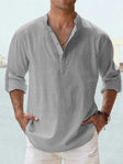 Linen Shirt | Quarter Button | Long Sleeve | Men's Linen Clothes | Men's Shirts
